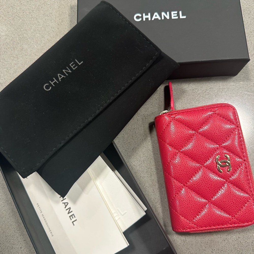 Chanel Red Quilted wallet/ coin holder